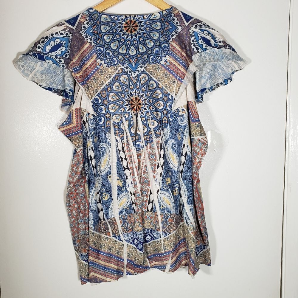 Apt. 9 90s Y2K Boho Print Peplum Blouse Size L - Picture 6 of 6